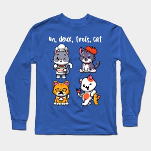 Un deux trois cat - cute French cats (on dark colors) Long Sleeve T-Shirt